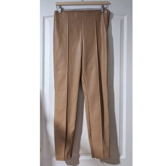 Zara | Faux Leather High-Rise Legging in Camel - Picture 3 of 11